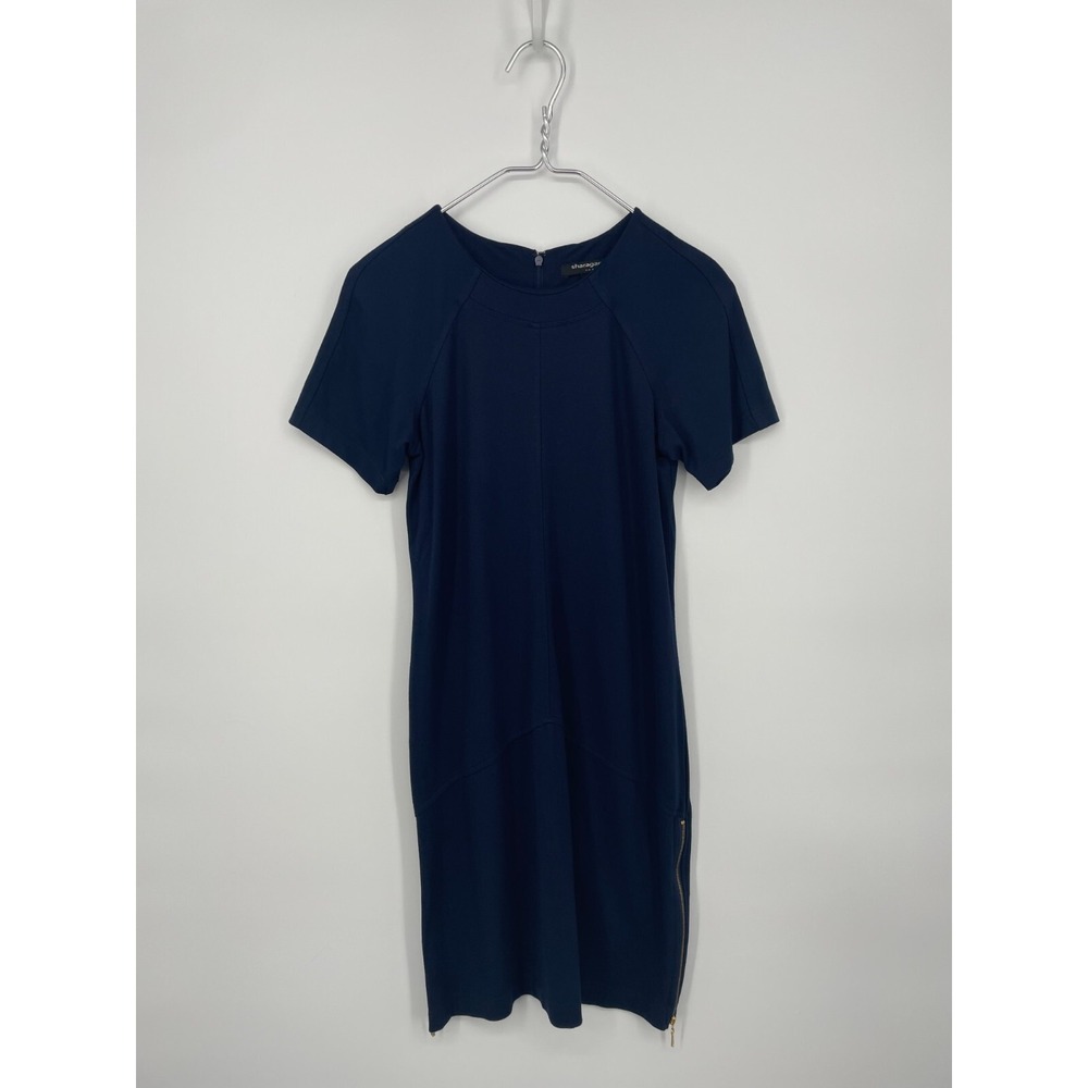 Sharagano Dress Womens 4 Blue Knit Back and Side Zippers